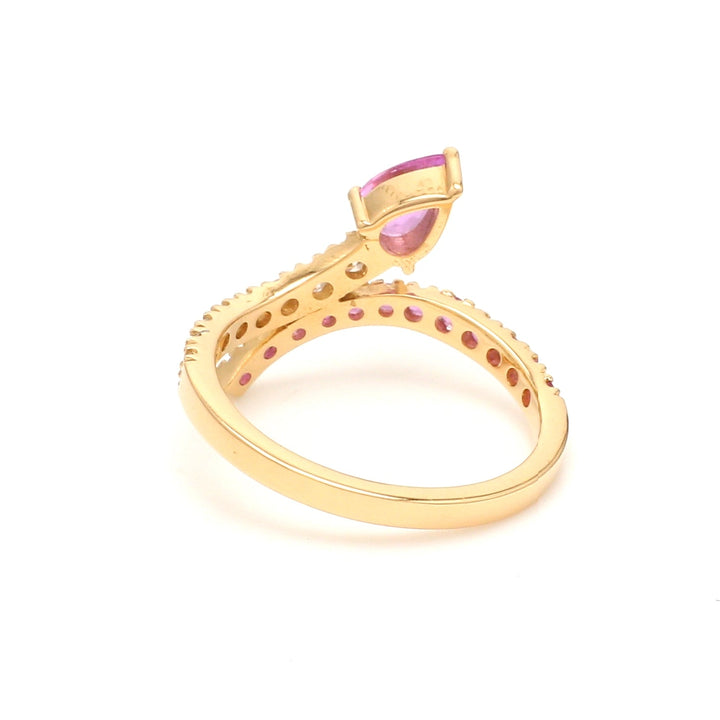 Pink Sapphire Pear Diamond Bypass Ring - qivii