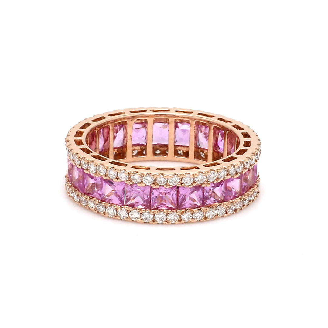 Pink Sapphire Princess Cut Diamond Ring - qivii