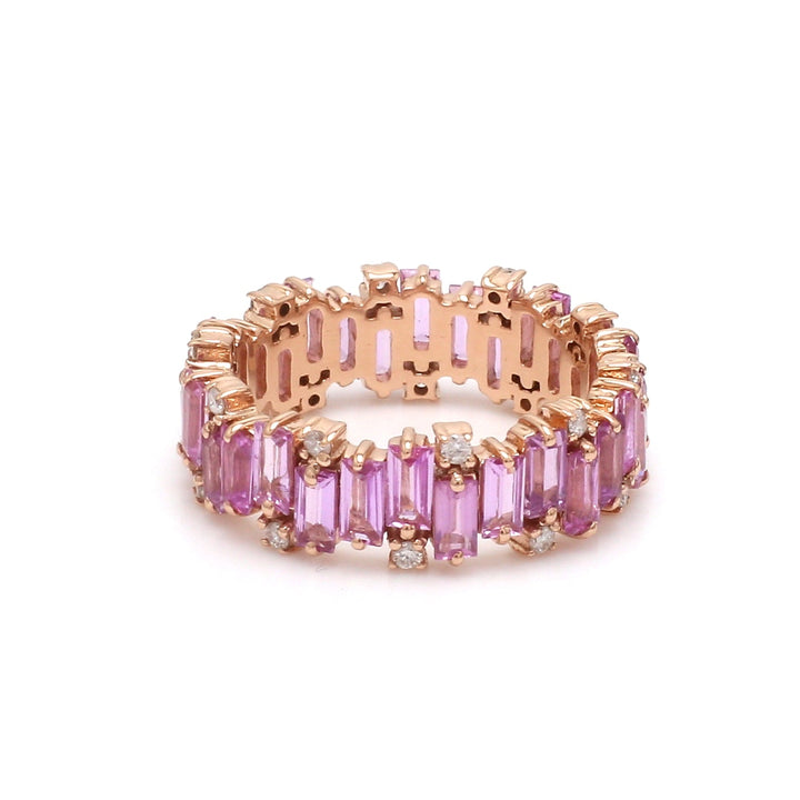 Pink Sapphire Baguette Cut Diamond Ring - qivii