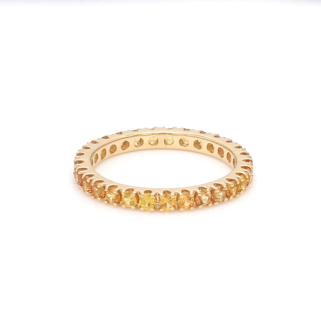 Yellow Sapphire Round Thin Band Ring - qivii