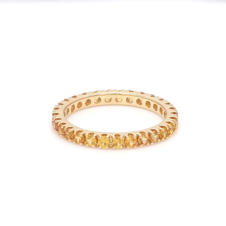 Yellow Sapphire Round Thin Band Ring - qivii