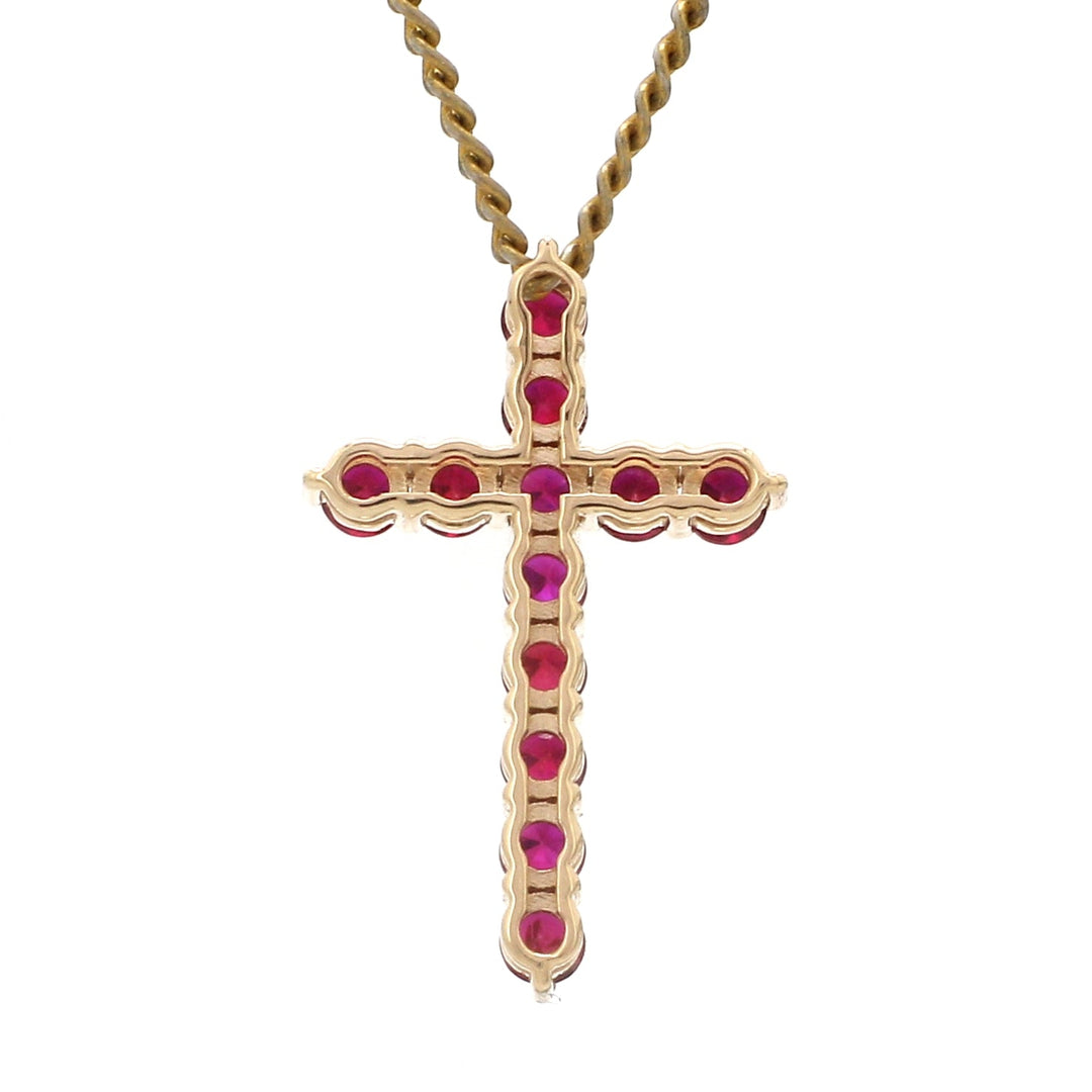 Ruby Round Cross Pendant - qivii