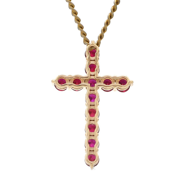 Ruby Round Cross Pendant - qivii
