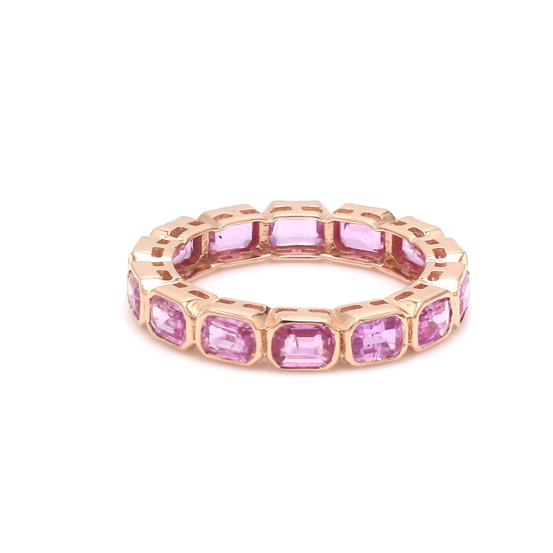 Pink Sapphire Bezele Set Eternity band ring - qivii