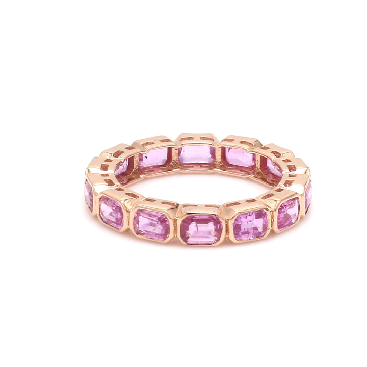 Pink Sapphire Bezele Set Eternity band ring - qivii