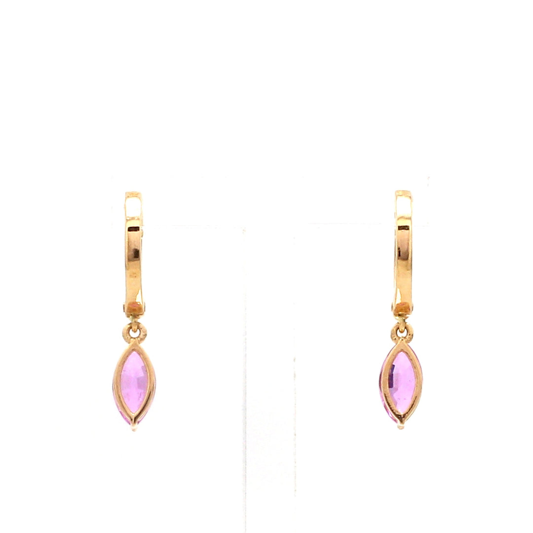 Pink Sapphire Marquise Mini Huggies Earrings - qivii