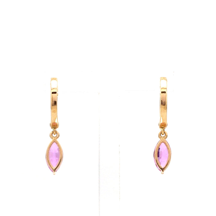Pink Sapphire Marquise Mini Huggies Earrings - qivii