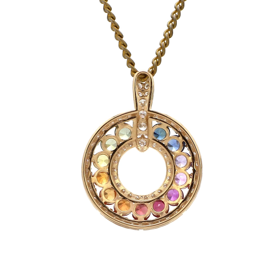 Rainbow Sapphire Round Disc Pendant - qivii