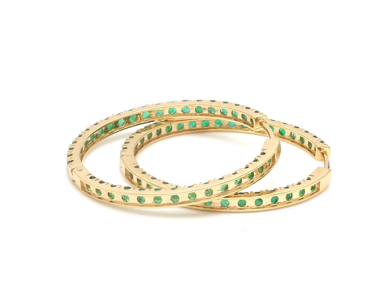 Emerald Round Big Hoops Thin Earrings - qivii