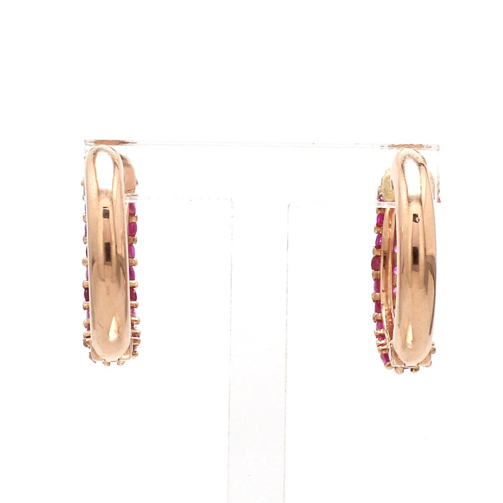 Pink Sapphire Mini Pave Huggies - qivii