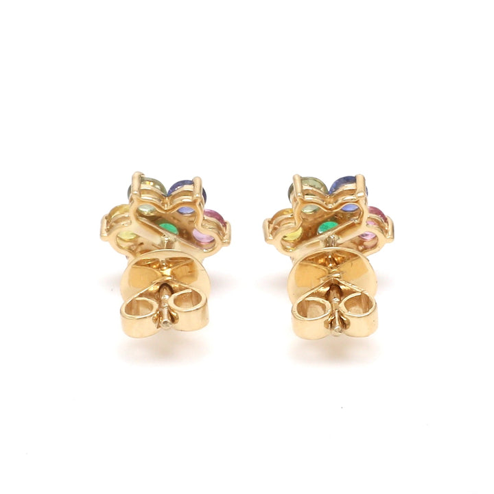 Rainbow Sapphire and Emerald Cluster Studs - qivii