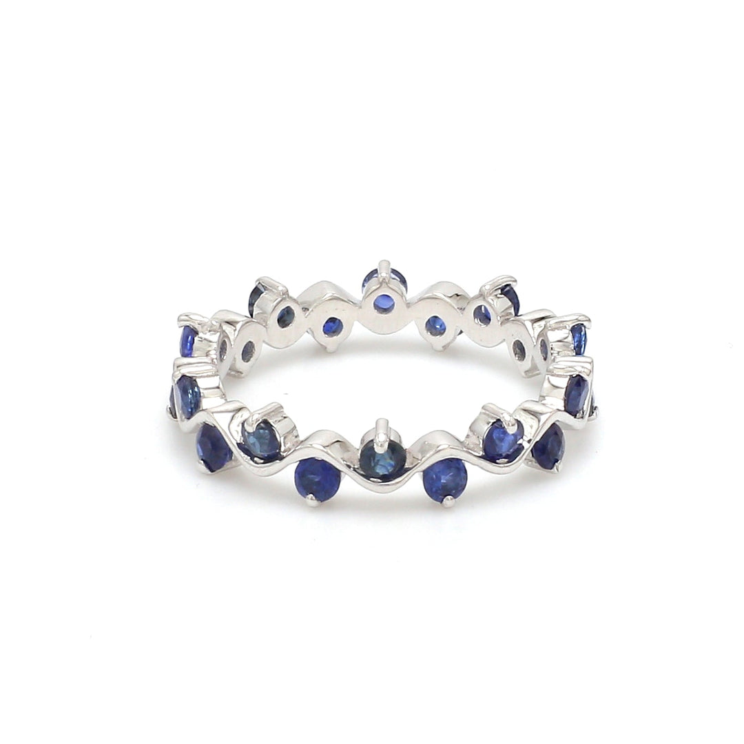 Blue Sapphire Round Upside Down Ring - qivii