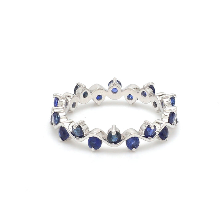 Blue Sapphire Round Upside Down Ring - qivii