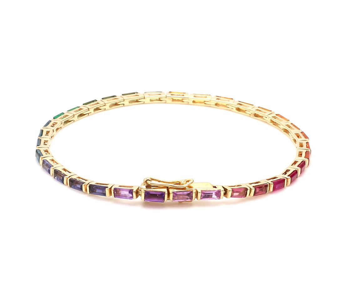 Rainbow Gemstone Baguette Bracelet - qivii