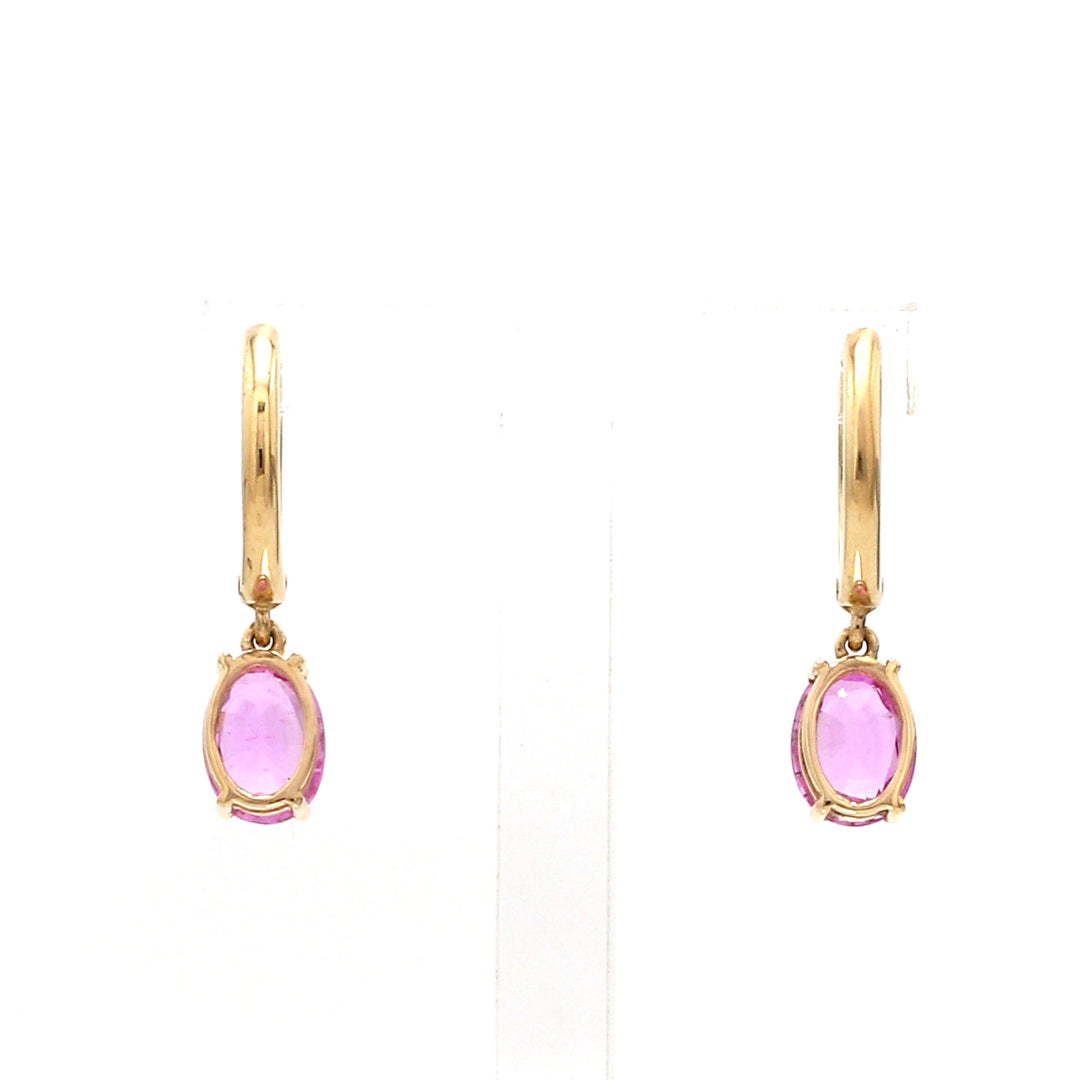 Pink Sapphire Oval Prong Set Mini Earrings - qivii