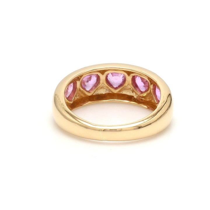 Pink Sapphire Five Heart Chunky Ring - qivii
