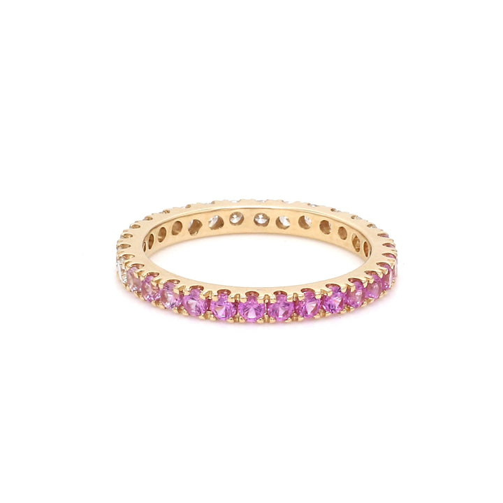 Pink Sapphire Diamond Half & Half Ring - qivii
