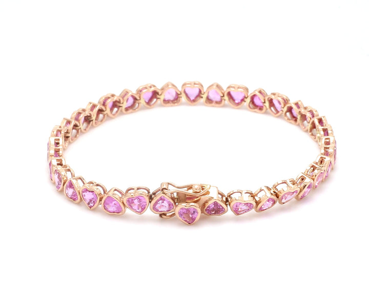 Pink Sapphire Heart Bracelet - qivii
