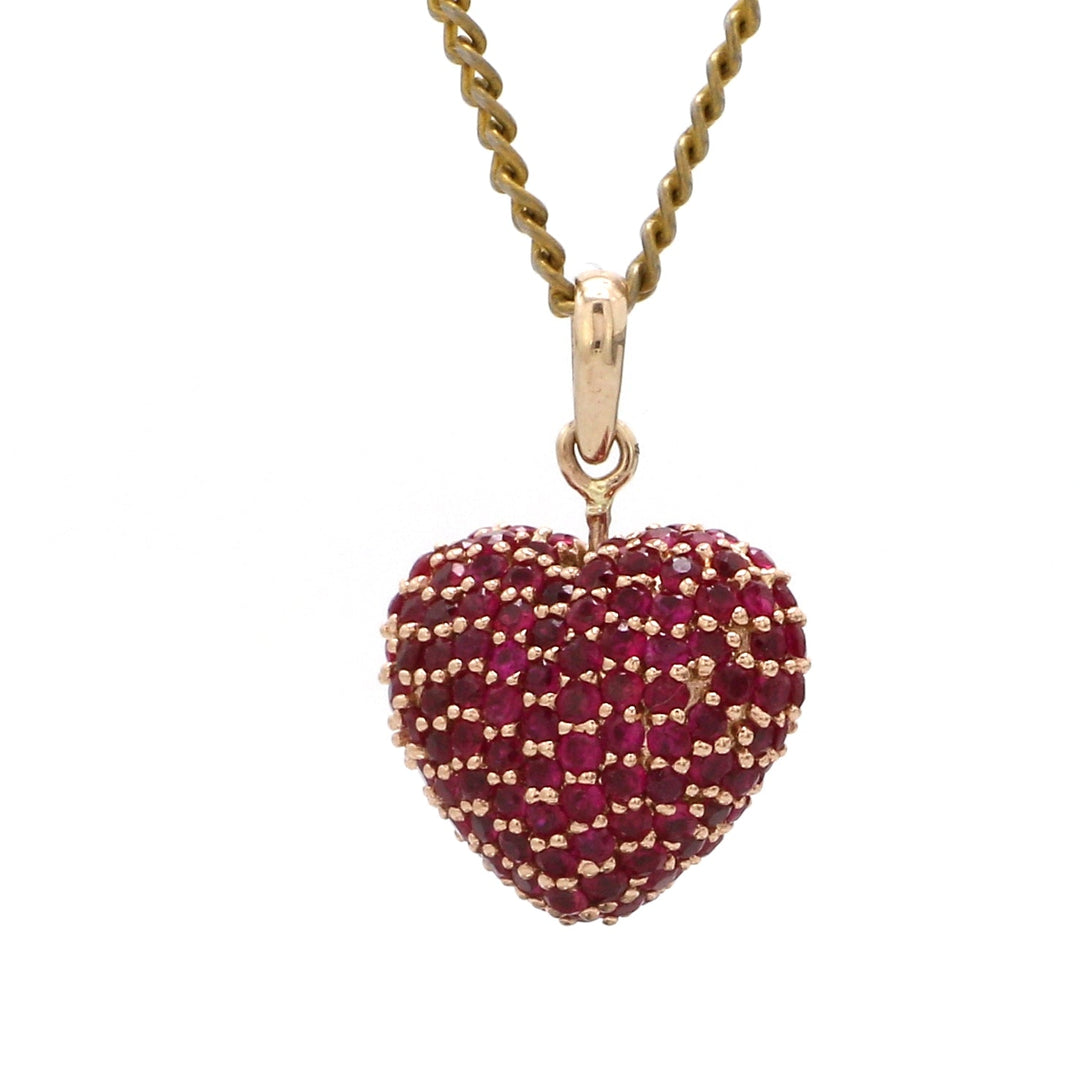 Ruby Heart Pave Pendant - qivii