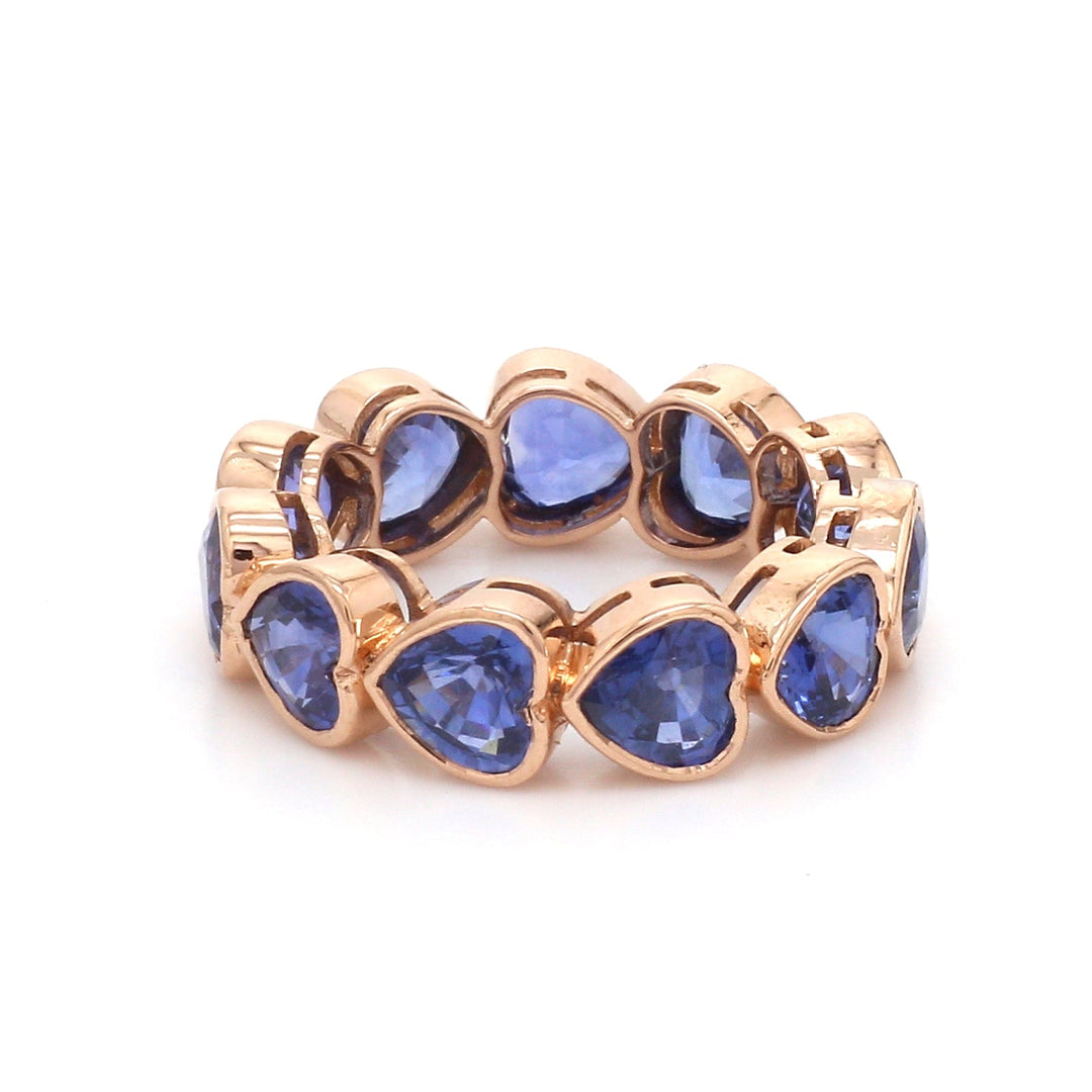 Blue Sapphire Heart Bezel Set Ring - qivii