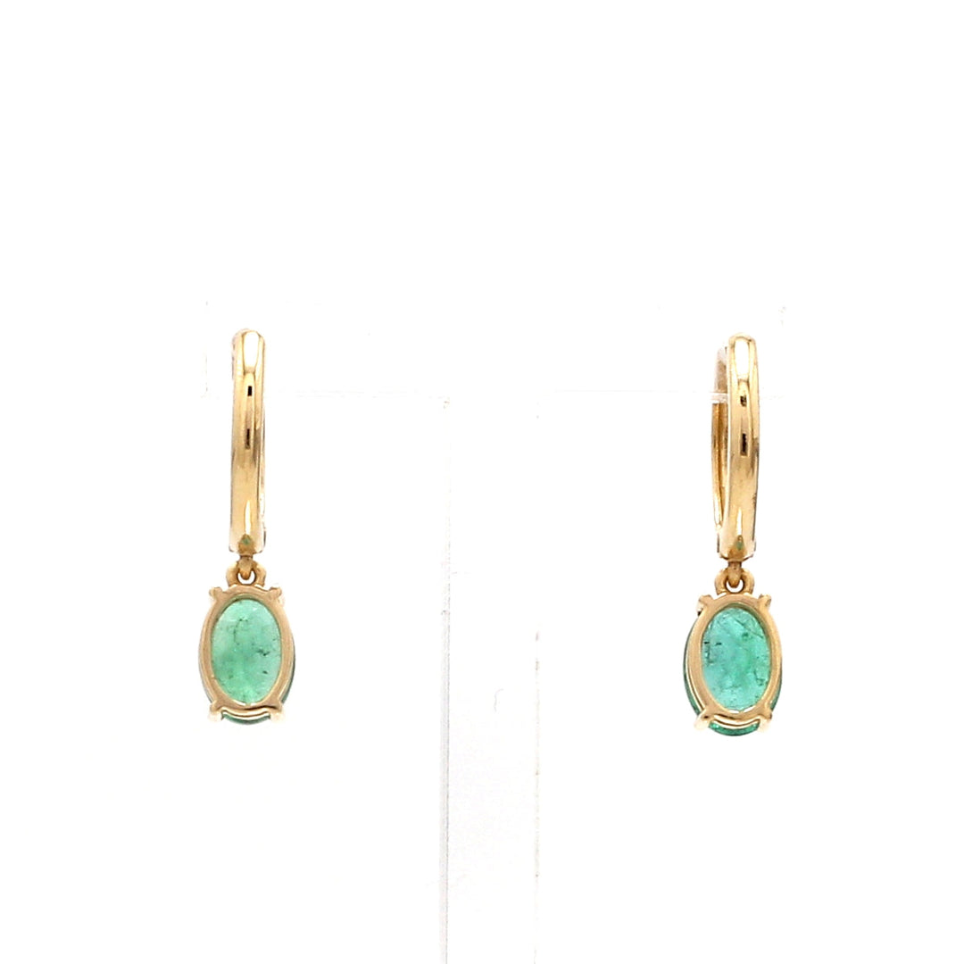 Emerald Oval Prong Set Mini Earrings - qivii
