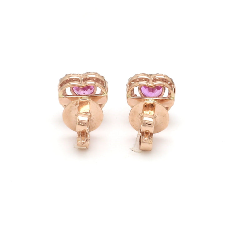 Pink Sapphire Heart Studs - qivii