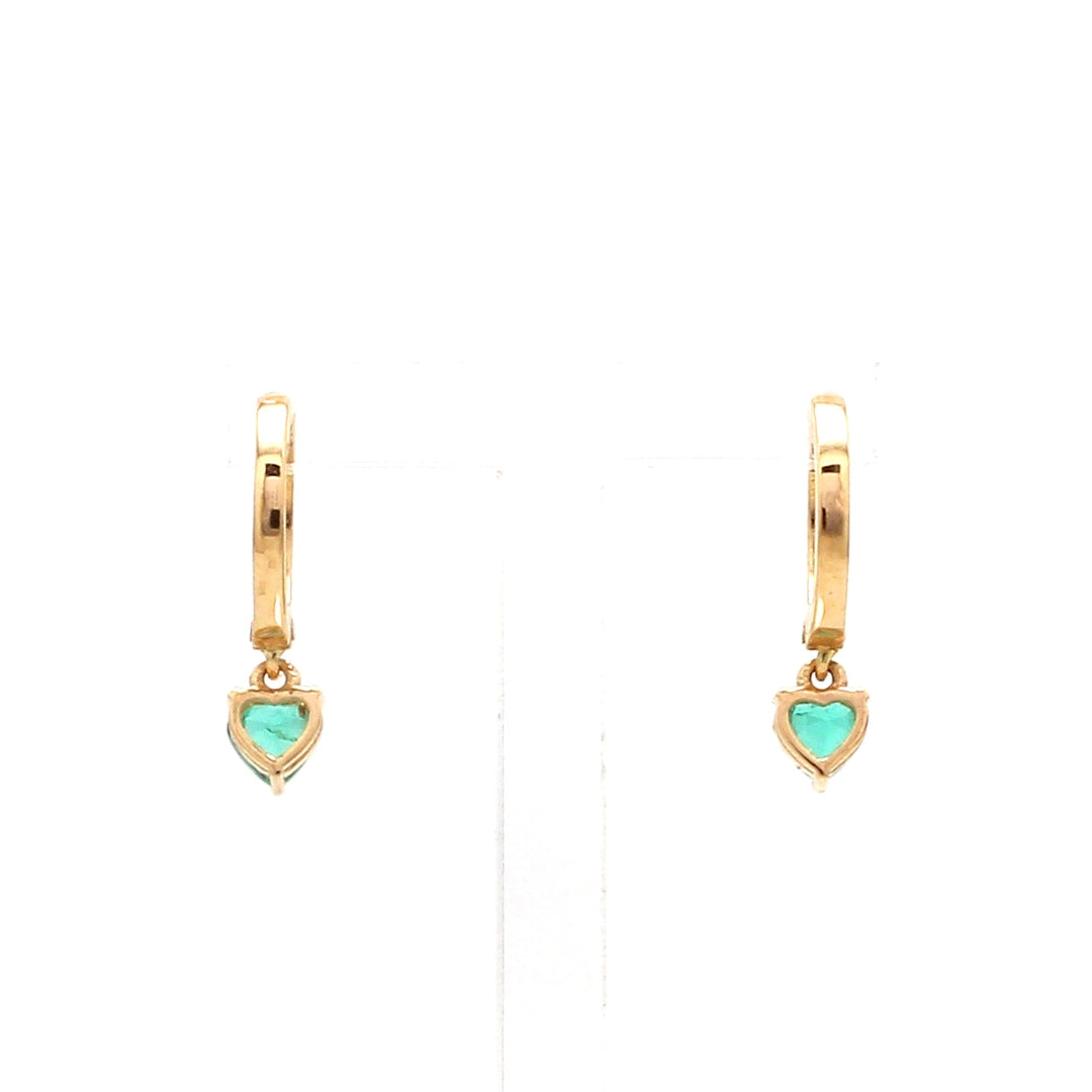 Emerald Heart Mini Huggies Earrings - qivii