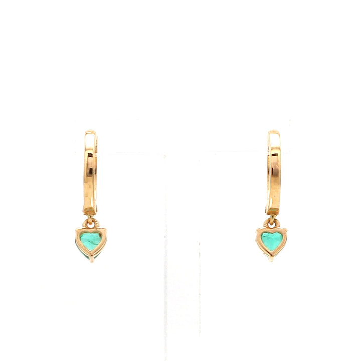 Emerald Heart Mini Huggies Earrings - qivii