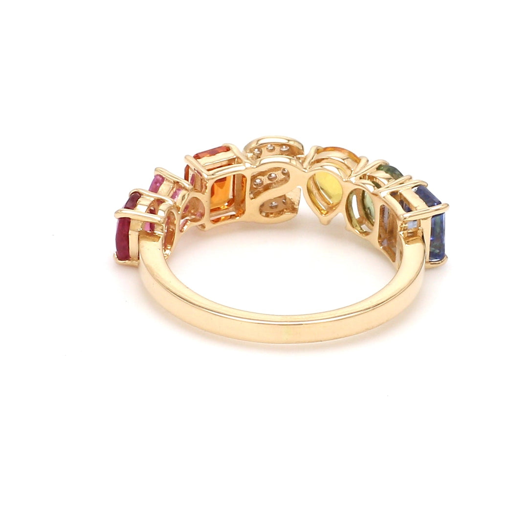 Rainbow Sapphire Initial Ring - qivii