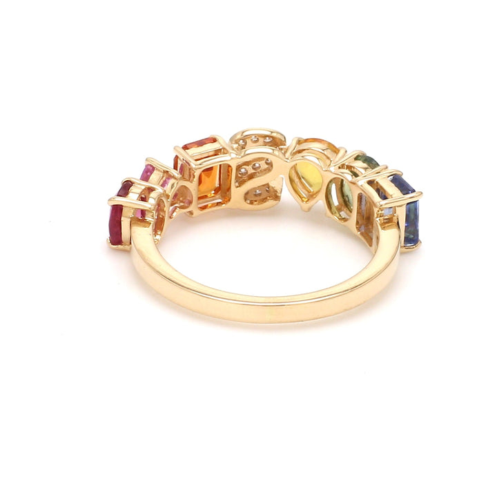 Rainbow Sapphire Initial Ring - qivii