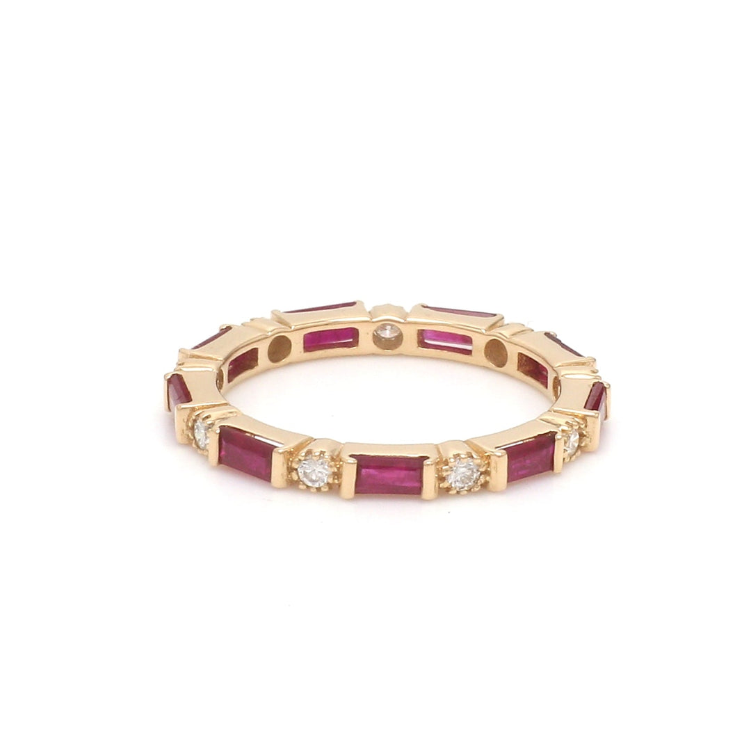 Ruby Baguettes Diamond Antique Ring - qivii