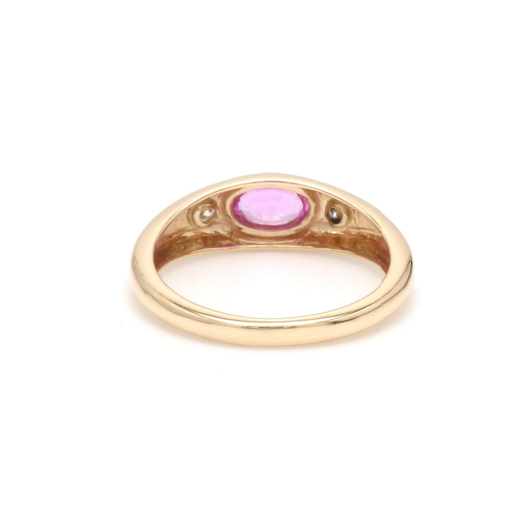 Pink Sapphire Oval Round Diamond Mini Chunky Ring - qivii