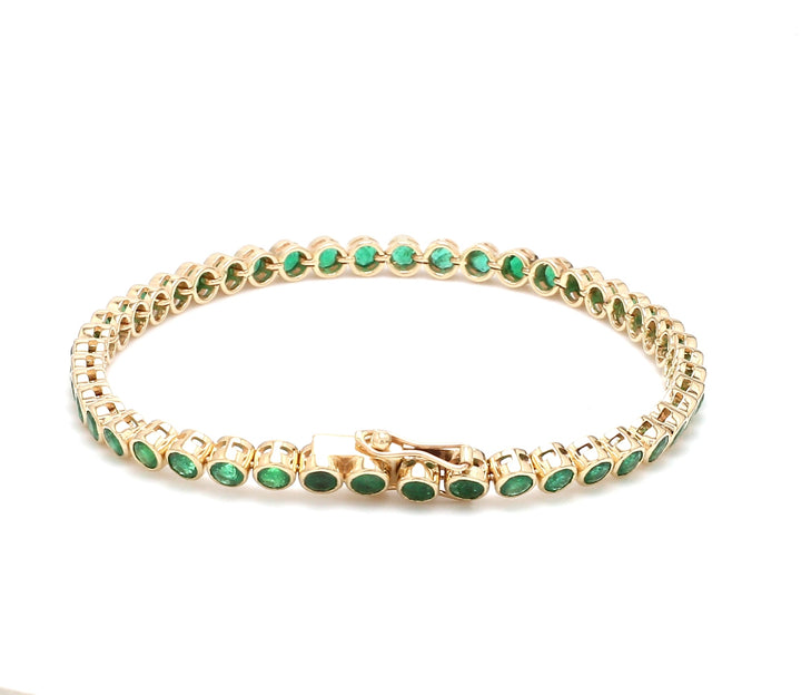 Emerald Round Bezel Set Bracelet - qivii