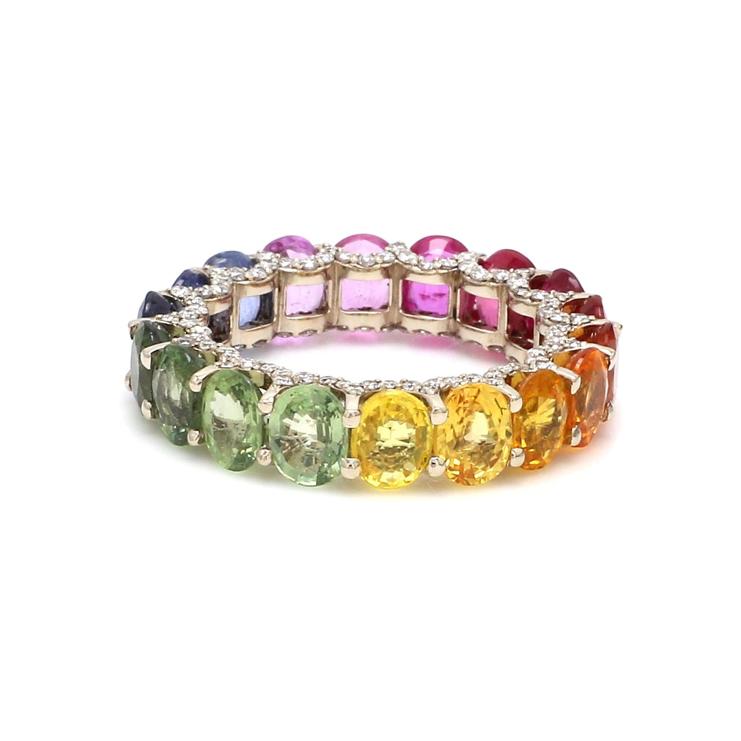 Rainbow Sapphire Oval and Diamond (Ruby Edition) Ring - qivii