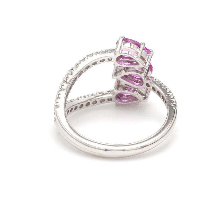 Pink Sapphire Diamond Three Pear Ring - qivii
