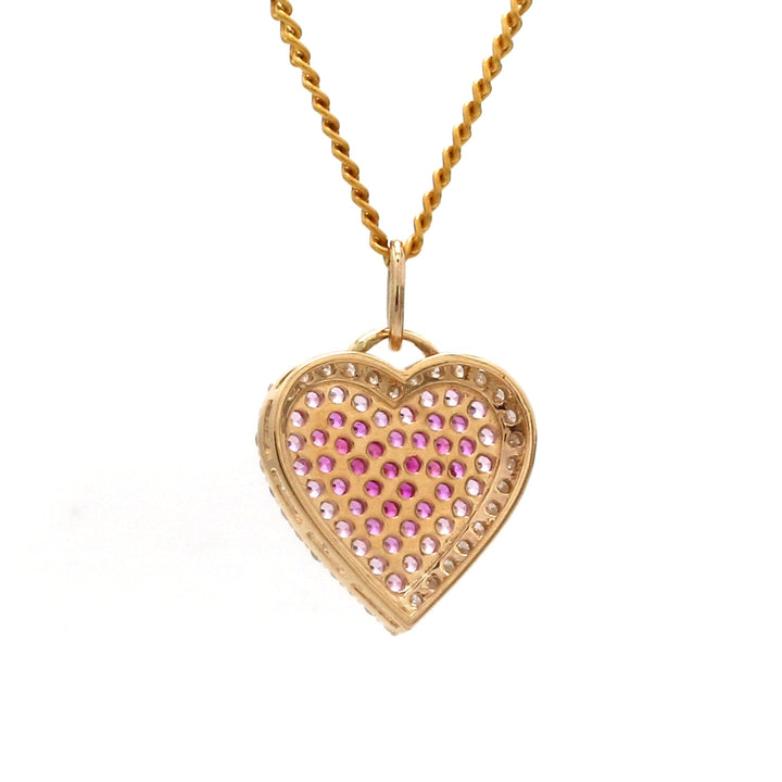 Pink Sapphire With Diamond Heart Pendant - qivii