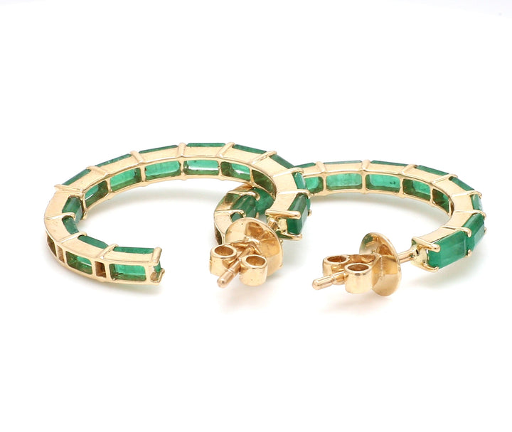 Emerald Octagon Small Hoops - qivii