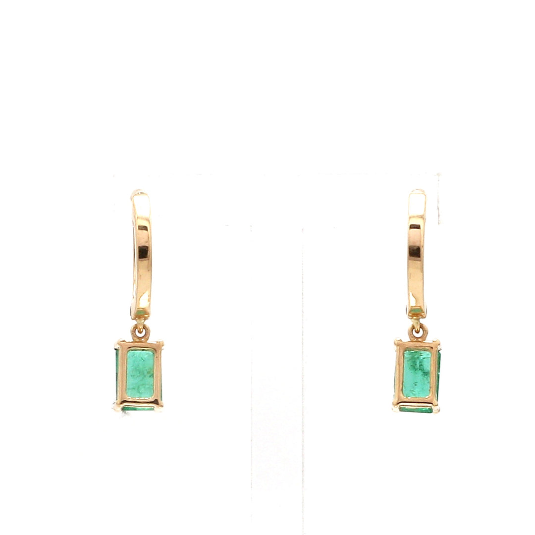 Emerald Octogen Mini Huggies Earrings - qivii