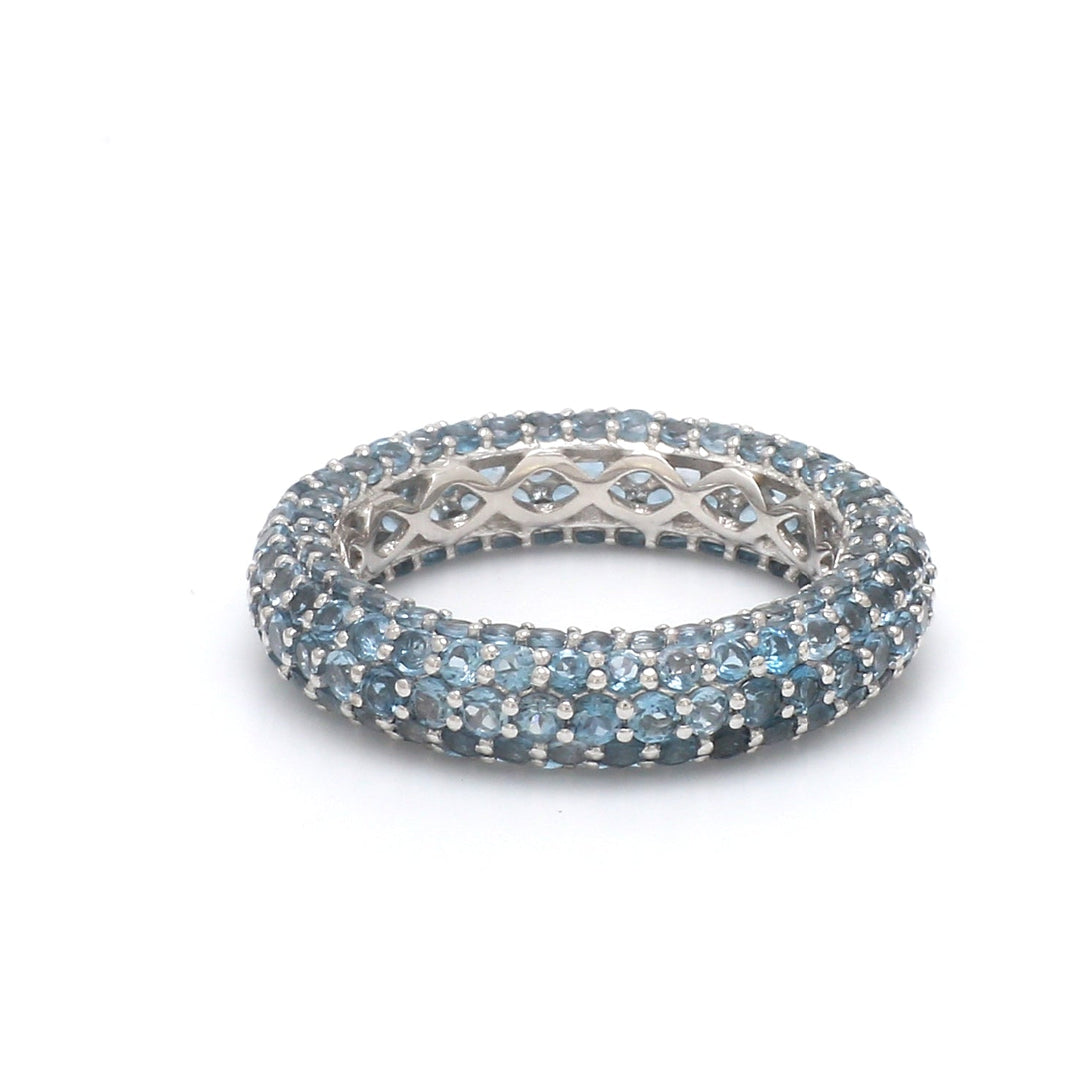 Blue Topaz Round Pave Ring - qivii