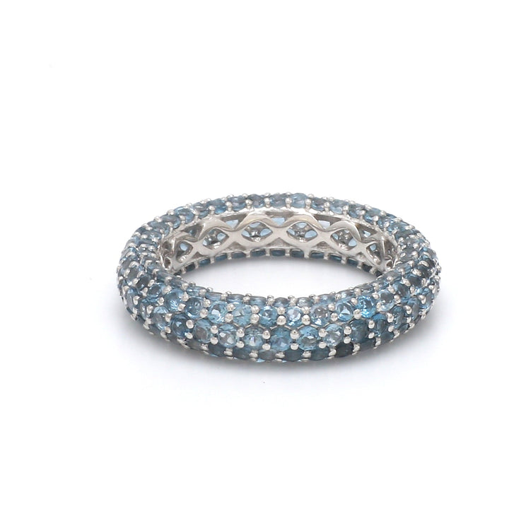 Blue Topaz Round Pave Ring - qivii