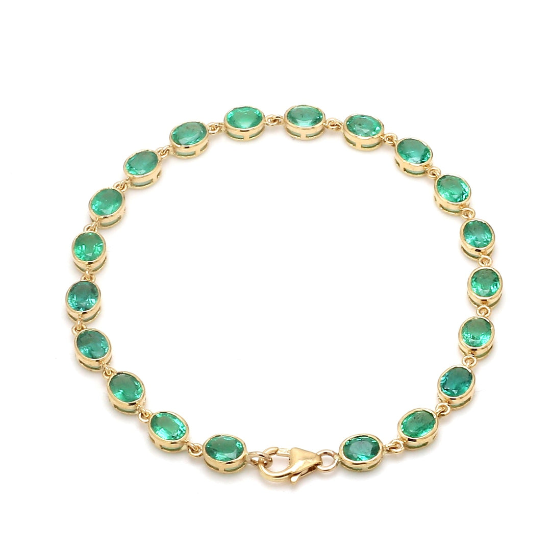 Emerald Oval Bezel Set Bracelet - qivii