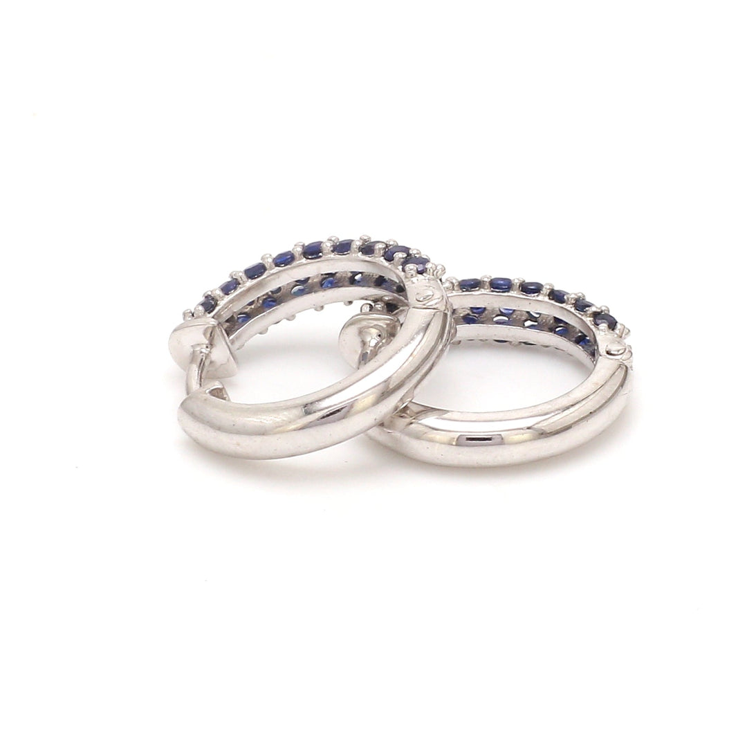 Blue Sapphire Mini Pave Huggies - qivii