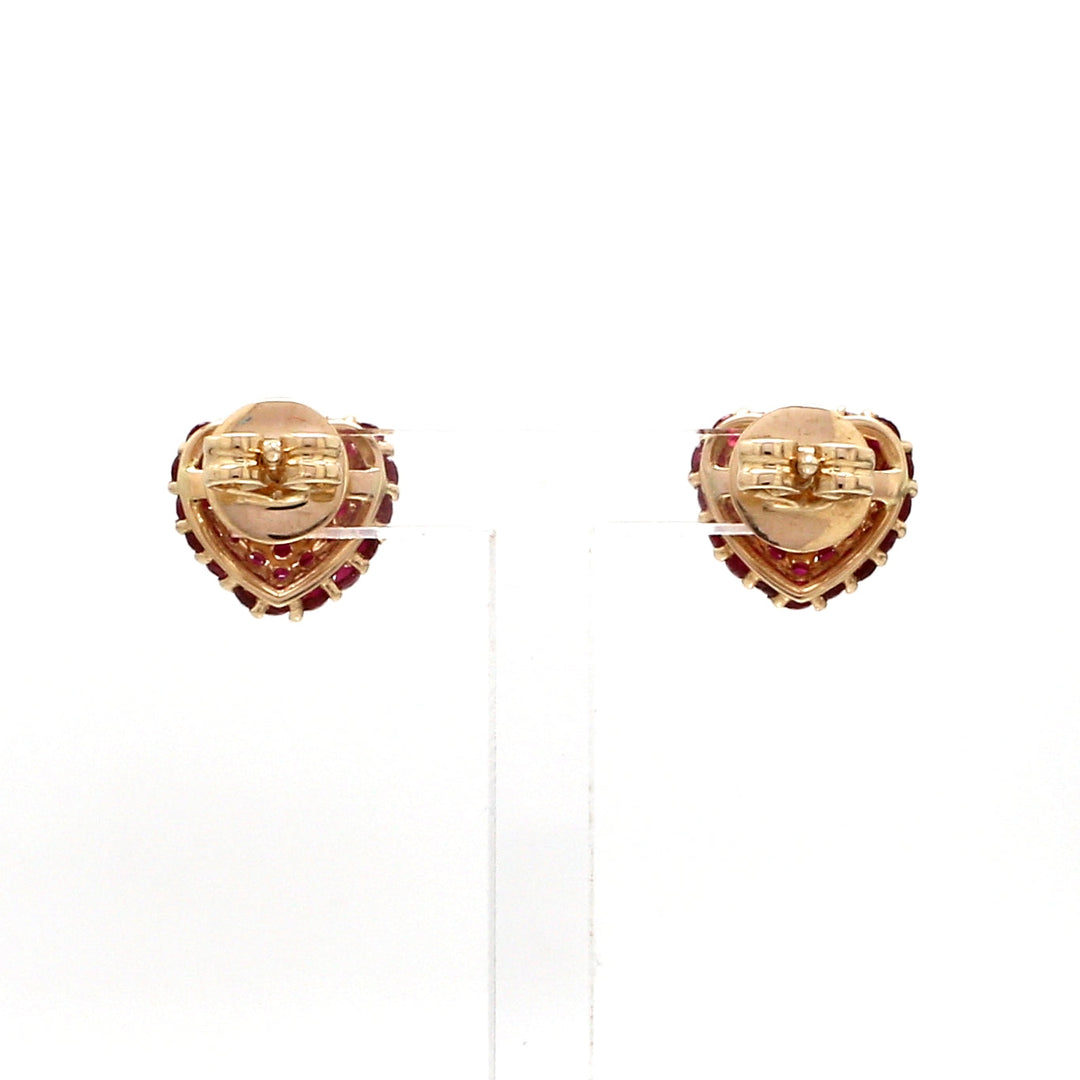 Ruby Heart Pave Studs - qivii