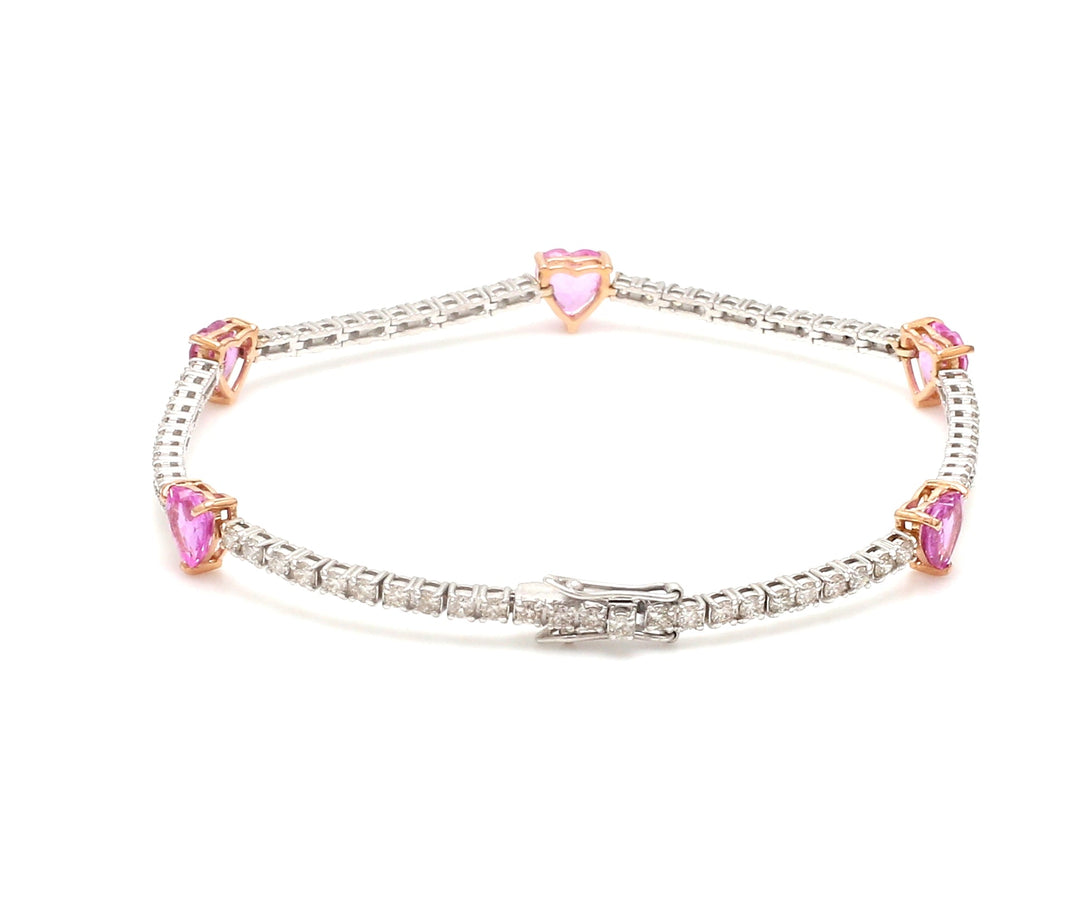 Pink Sapphire Heart Diamond Bracelet - qivii