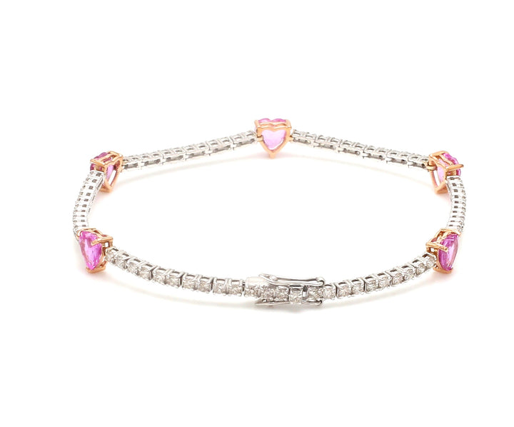 Pink Sapphire Heart Diamond Bracelet - qivii