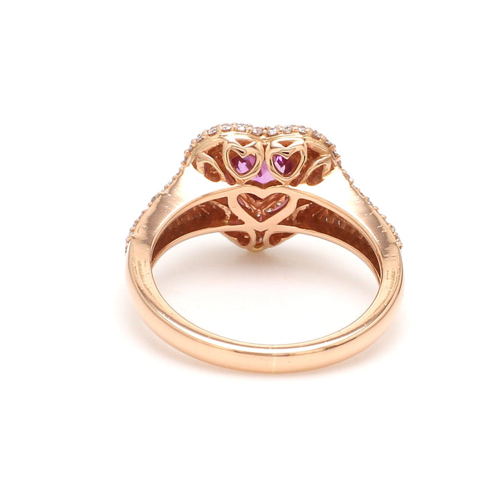 Pink Sapphire Heart and Diamond Ring - qivii