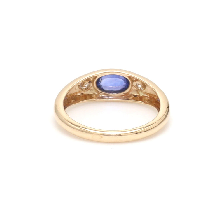 Blue Sapphire Oval Round Diamond Mini Chunky Ring - qivii