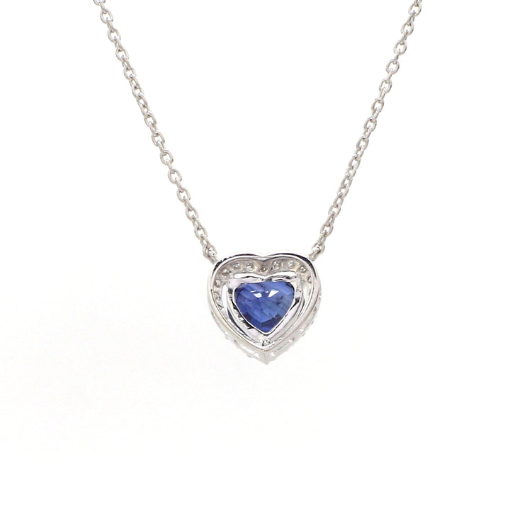 Blue Sapphire Heart and Diamond Necklace - qivii