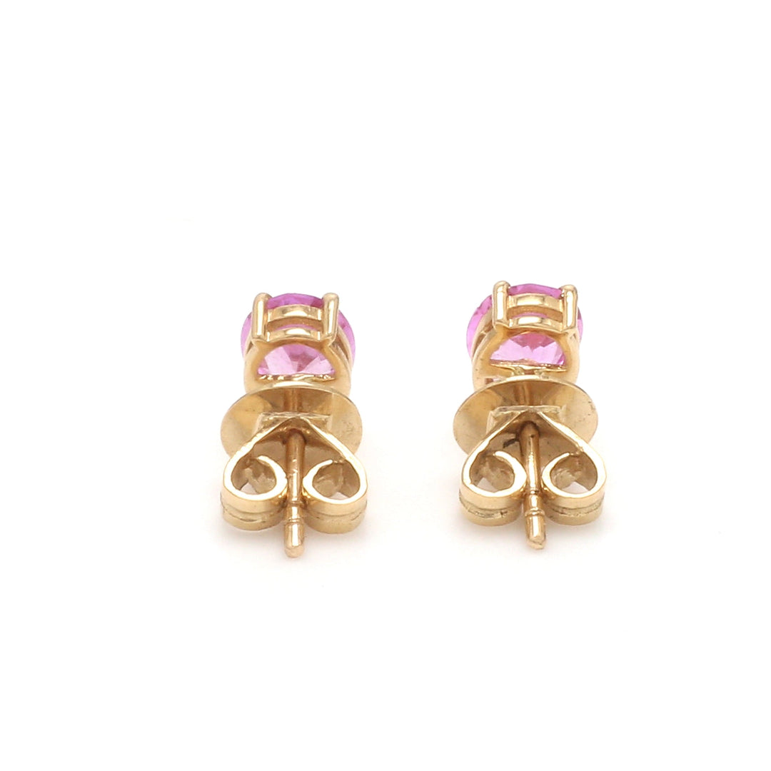 Pink Sapphire Oval Prong Set Studs - qivii