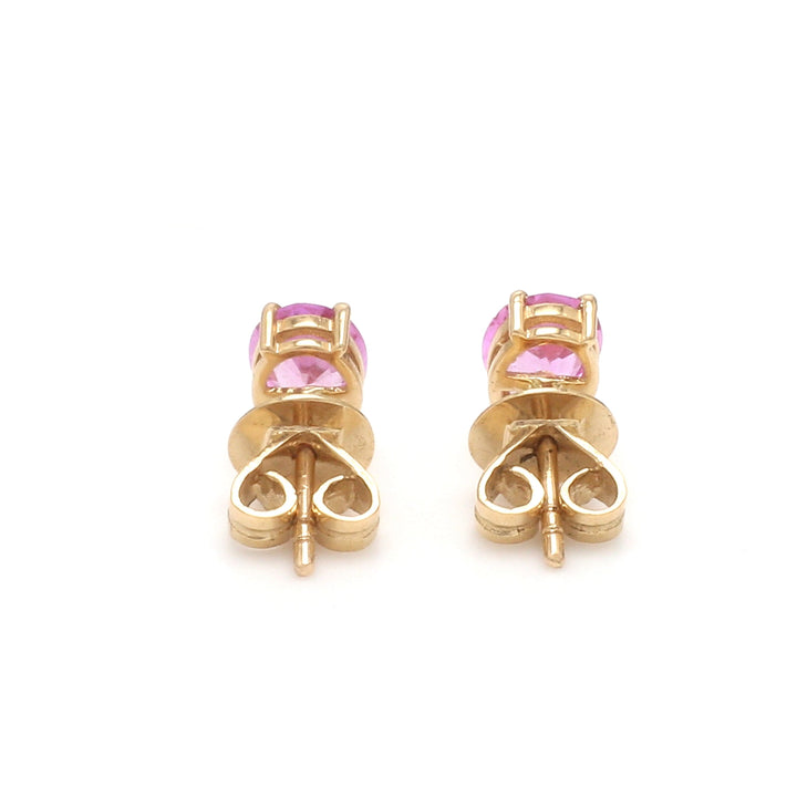 Pink Sapphire Oval Prong Set Studs - qivii